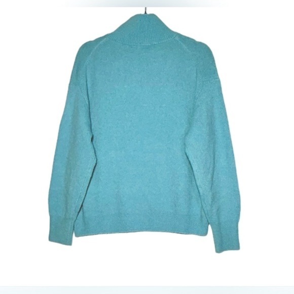 J. Crew Merino Wool Alpaca Blend Blue Half-Zip Stretch Sweater w/ Ribbed Trim, M - Picture 3 of 12